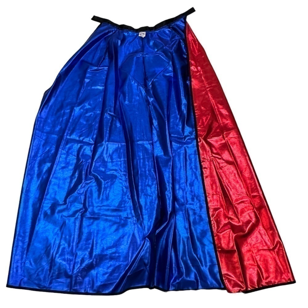 Superman Red Shimmery Shiny Cape with Superhero Logo on Back - Picture 4 of 10
